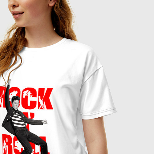 Женская футболка оверсайз Rokc n roll king / Белый – фото 3