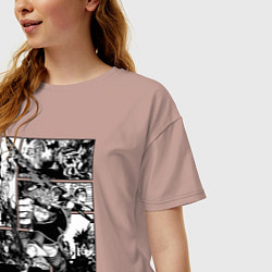 Футболка оверсайз женская АСТА Черный Клевер Панели Манги, цвет: пыльно-розовый — фото 2