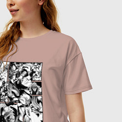 Футболка оверсайз женская Дио Брандо Панель манги, цвет: пыльно-розовый — фото 2