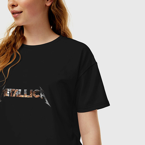 Женская футболка оверсайз Metallica emblem / Черный – фото 3