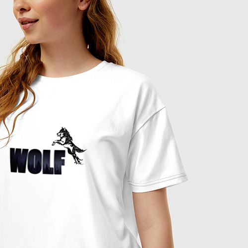 Женская футболка оверсайз Wolf brand / Белый – фото 3