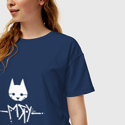 Футболка оверсайз женская Stray: Мяу, цвет: тёмно-синий — фото 2