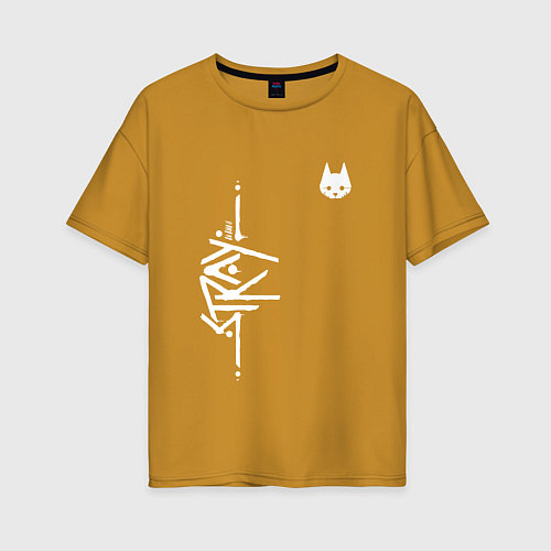 Женская футболка оверсайз Stray Vertical Logo / Горчичный – фото 1