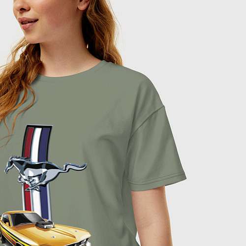 Женская футболка оверсайз Mustang motorsport / Авокадо – фото 3