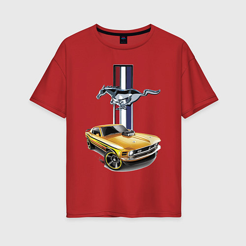 Женская футболка оверсайз Mustang motorsport / Красный – фото 1