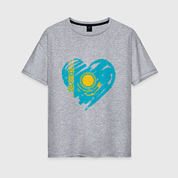 Футболка оверсайз женская Kazakhstan Heart, цвет: меланж