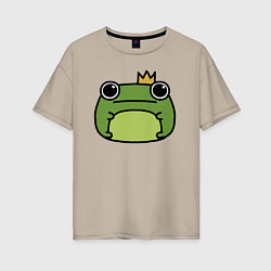 Футболка оверсайз женская Frog Lucky король, цвет: миндальный