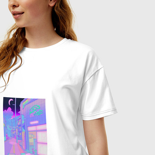 Женская футболка оверсайз Neon Street / Белый – фото 3