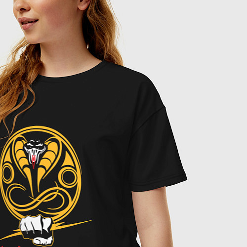 Женская футболка оверсайз Cobra Kai: no mercy! / Черный – фото 3