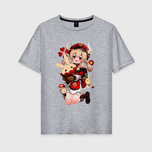 Женская футболка оверсайз КЛИ милейшее создание Геншин / Меланж – фото 1