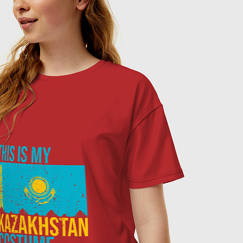 Женская футболка оверсайз Казахстанскйи костюм / Красный – фото 3
