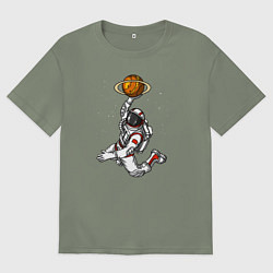 Футболка оверсайз женская Космический баскетболист, цвет: авокадо