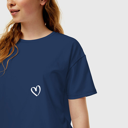 Женская футболка оверсайз ПРОСТО СЕРДЦЕ сердце и ничего лишнего / Тёмно-синий – фото 3