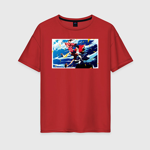 Женская футболка оверсайз Самурай Чамплу аниме Троица / Красный – фото 1