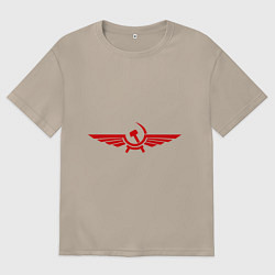 Футболка оверсайз женская Серп и молот в виде орла, цвет: миндальный