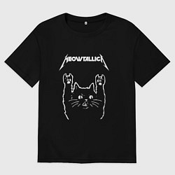 Женская футболка оверсайз МЯУТАЛИКА металлика кот