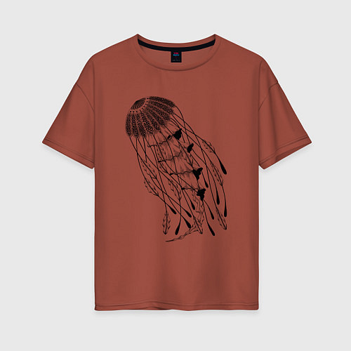 Женская футболка оверсайз Океанская медуза / Кирпичный – фото 1