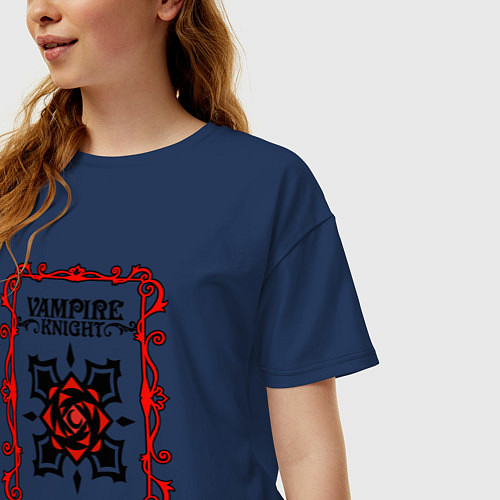 Женская футболка оверсайз Рыцарь Вампир логотип / Тёмно-синий – фото 3