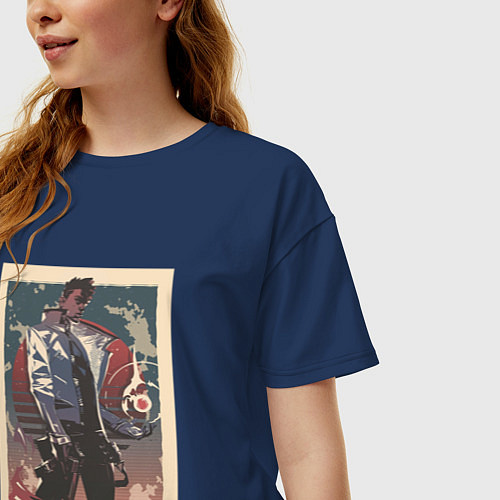 Женская футболка оверсайз Феникс art / Тёмно-синий – фото 3