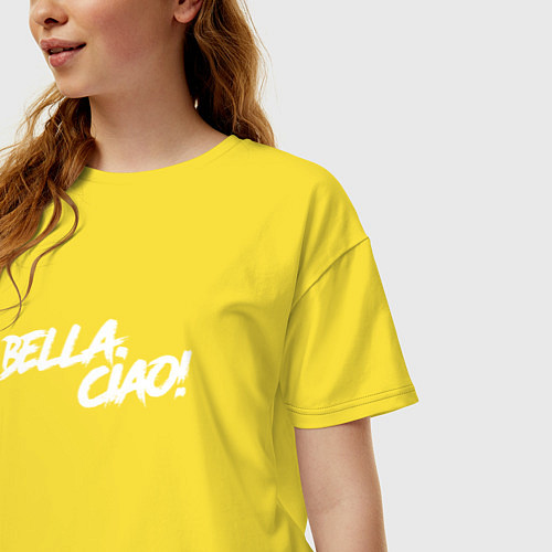 Женская футболка оверсайз БУМАЖНЫЙ ДОМ, BELLA CIAO! / Желтый – фото 3