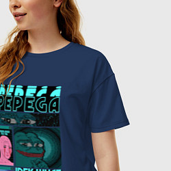 Футболка оверсайз женская Pepega и мемы Пиксель арт, цвет: тёмно-синий — фото 2
