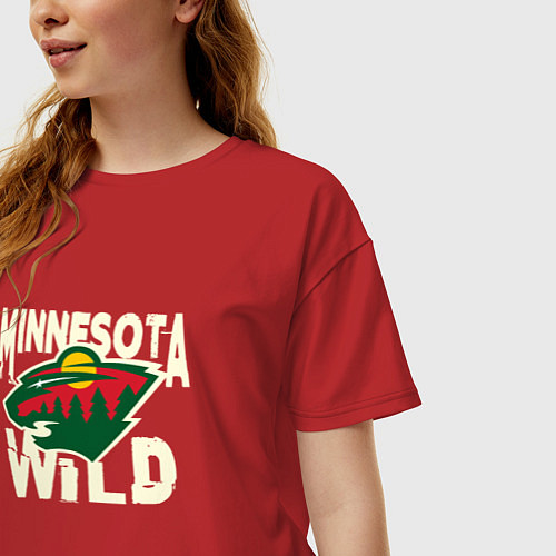 Женская футболка оверсайз Миннесота Уайлд, Minnesota Wild / Красный – фото 3