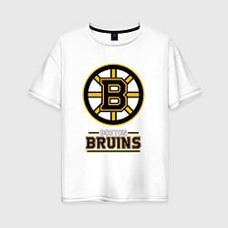 Футболка оверсайз женская Boston Bruins , Бостон Брюинз, цвет: белый