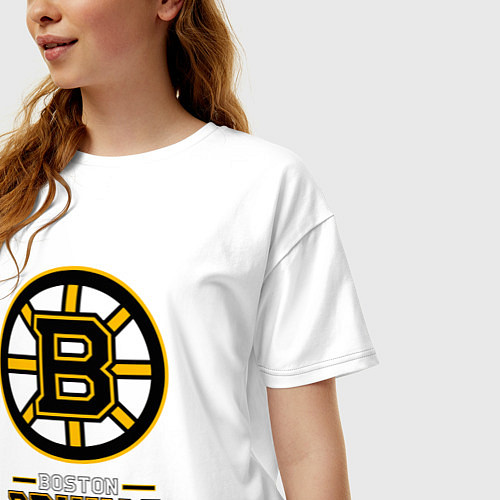 Женская футболка оверсайз Boston Bruins , Бостон Брюинз / Белый – фото 3