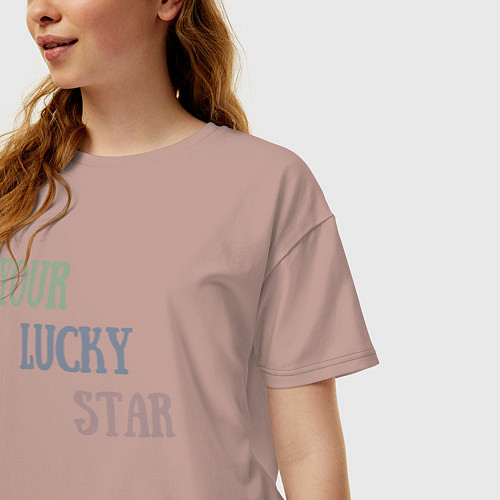 Женская футболка оверсайз Your lucky star / Пыльно-розовый – фото 3