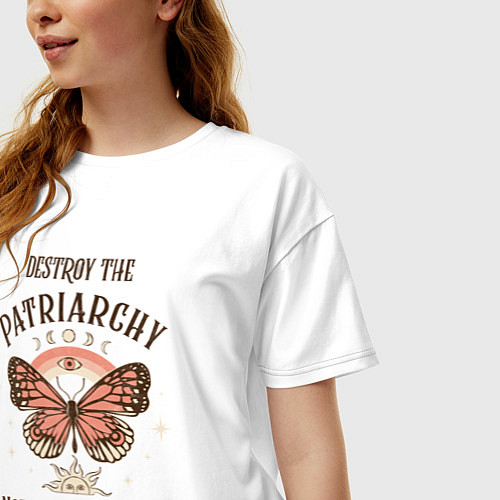 Женская футболка оверсайз Destroy the Patriachy / Белый – фото 3