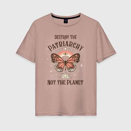 Женская футболка оверсайз Destroy the Patriachy / Пыльно-розовый – фото 1