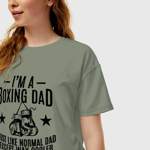 Женская футболка оверсайз Im a boxing dad / Авокадо – фото 3