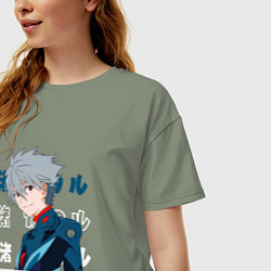 Футболка оверсайз женская Евангелион Neon Genesis Evangelion, Kaworu Nagisa, цвет: авокадо — фото 2