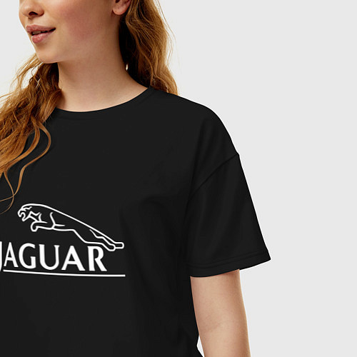 Женская футболка оверсайз Jaguar, Ягуар Логотип / Черный – фото 3