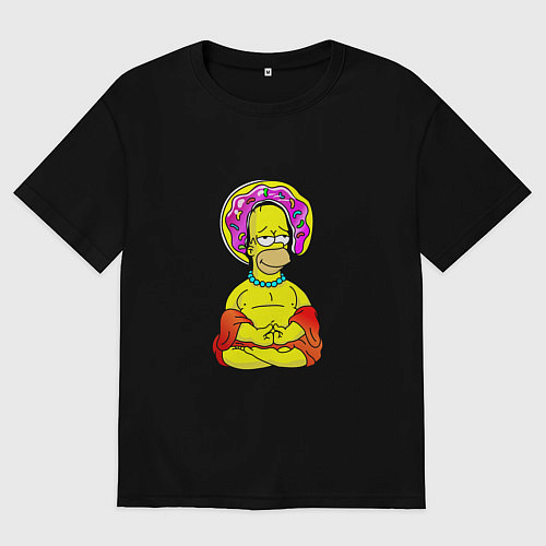 Женская футболка оверсайз Гомер - бог пончиков / Черный – фото 1