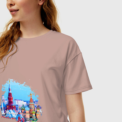Женская футболка оверсайз Москва Россия Туризм / Пыльно-розовый – фото 3