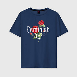 Футболка оверсайз женская Feminist AF, цвет: тёмно-синий