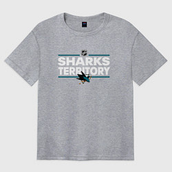 Футболка оверсайз женская SHARKS TERRITORY САН-ХОСЕ ШАРКС, цвет: меланж