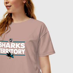 Футболка оверсайз женская SHARKS TERRITORY САН-ХОСЕ ШАРКС, цвет: пыльно-розовый — фото 2