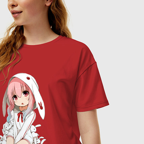 Женская футболка оверсайз Furry anime / Красный – фото 3