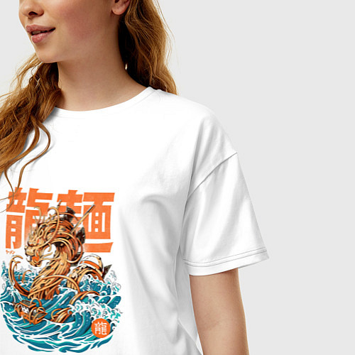 Женская футболка оверсайз Great Ramen Dragon / Белый – фото 3