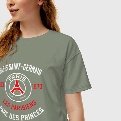 Женская футболка оверсайз PARIS SAINT - GERMAIN ПСЖ ФУТБОЛ / Авокадо – фото 3