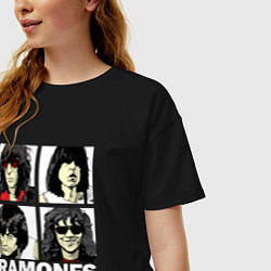 Футболка оверсайз женская Ramones, Рамонес Портреты, цвет: черный — фото 2