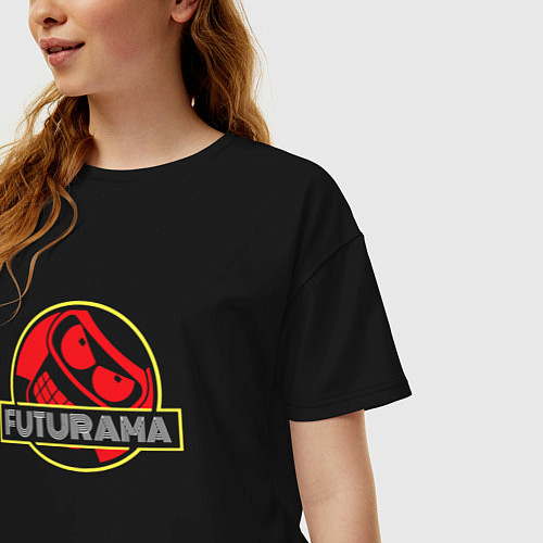 Женская футболка оверсайз Футурама Бендер Логотип, Futurama / Черный – фото 3