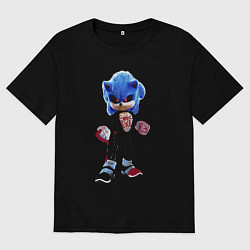 Футболка оверсайз женская Sonic eXe, цвет: черный