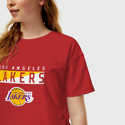 Женская футболка оверсайз LA LAKERS NBA ЛЕЙКЕРС НБА / Красный – фото 3