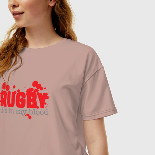 Женская футболка оверсайз Регби в моей крови / Пыльно-розовый – фото 3