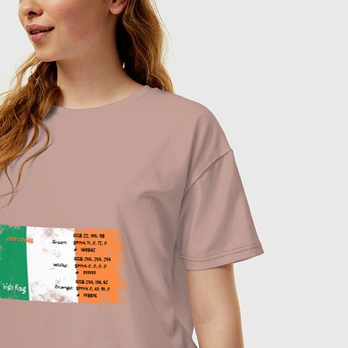 Женская футболка оверсайз Флаг Ирландии / Пыльно-розовый – фото 3