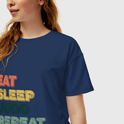 Футболка оверсайз женская Eat Sleep Judo, цвет: тёмно-синий — фото 2