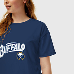 Футболка оверсайз женская Баффало Сейберз , Buffalo Sabres, цвет: тёмно-синий — фото 2